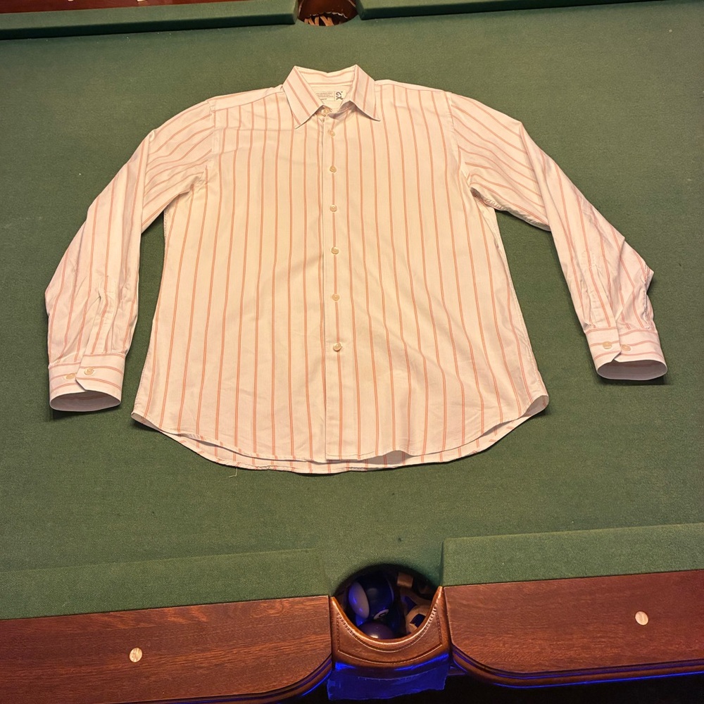 X2 Men's White and Red Striped Casual Shirt Medium Like new